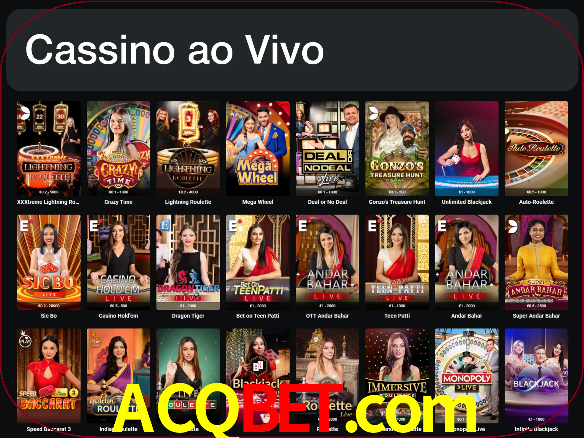 Jogue jogos de cassino com um verdadeiro dealer.
