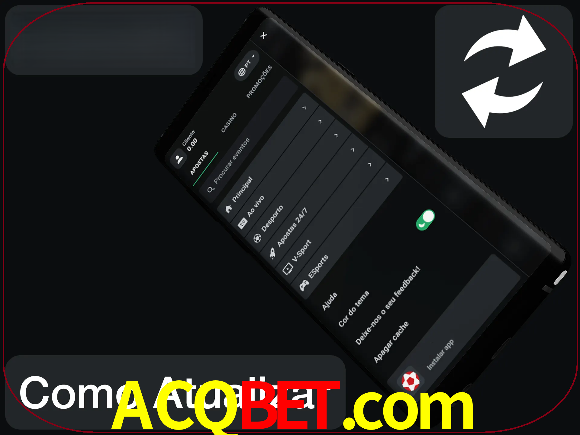 O aplicativo é atualizado automaticamente quando você faz o login.