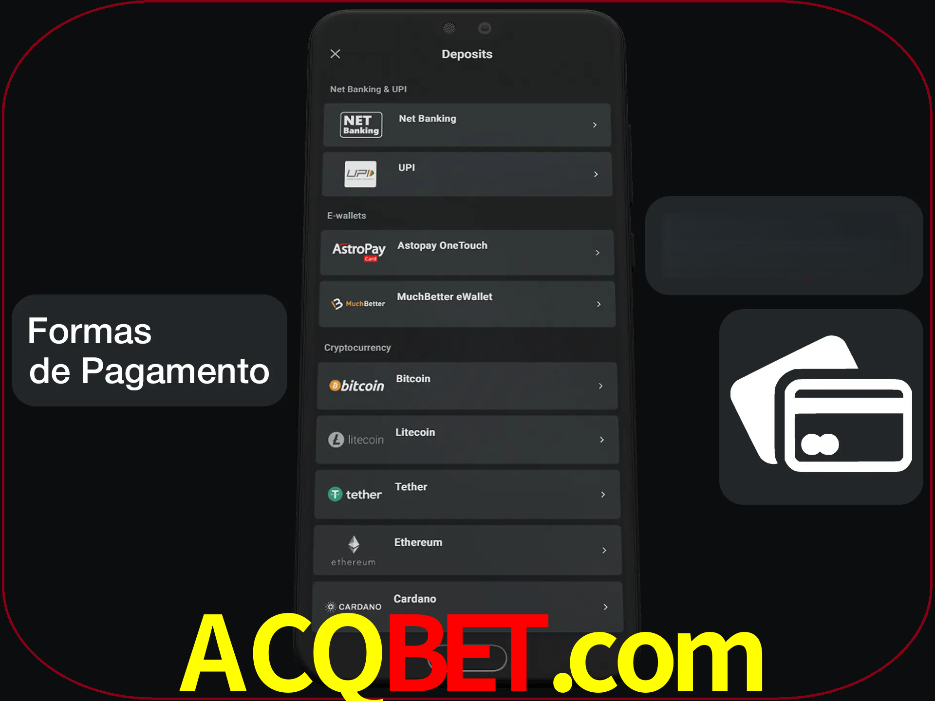 Escolha a forma de pagamento de sua preferência.