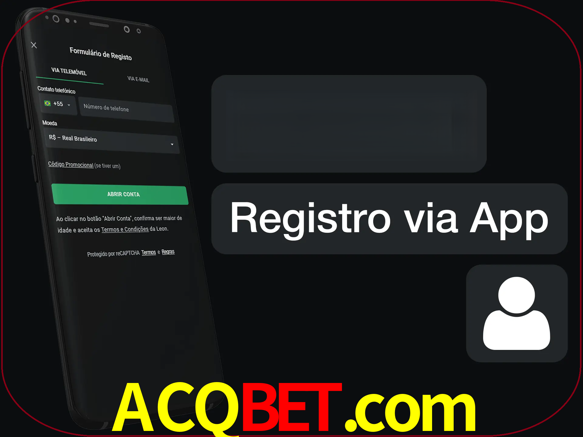 Registre-se com duas etapas usando o aplicativo.