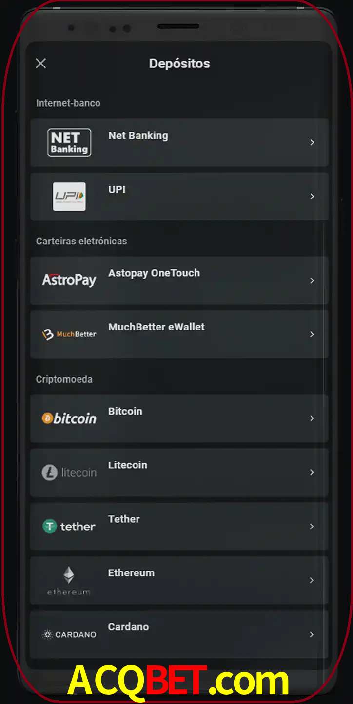 Você pode usar métodos alternativos de depósito.